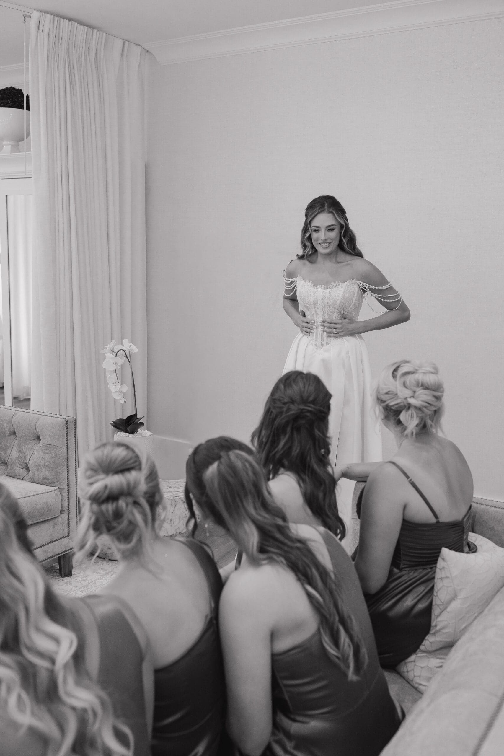 Bride and Bridesmaids getting ready